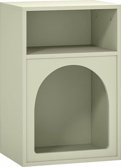 HOMCOM Modern Bedside Table with 2 Open Compartments and Integrated Lighting in Green
