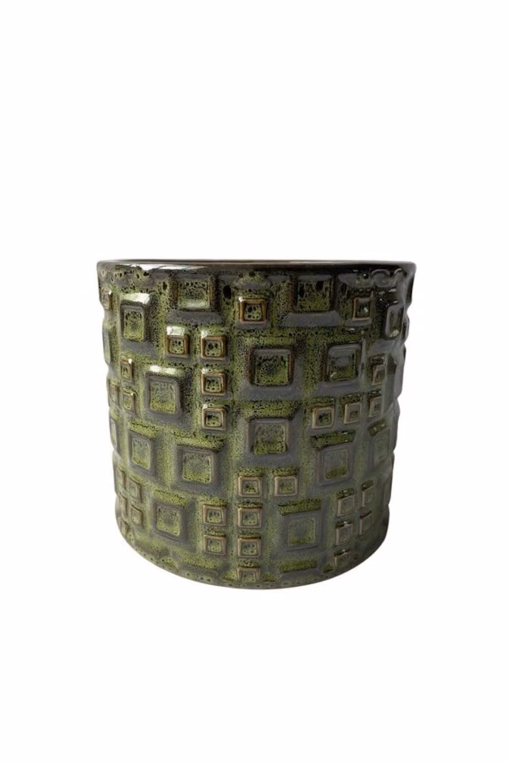 Hortus Evora Ceramic Olive Green Pots, 2 Pack, H 11 cm x Dia 11 cm – 2
