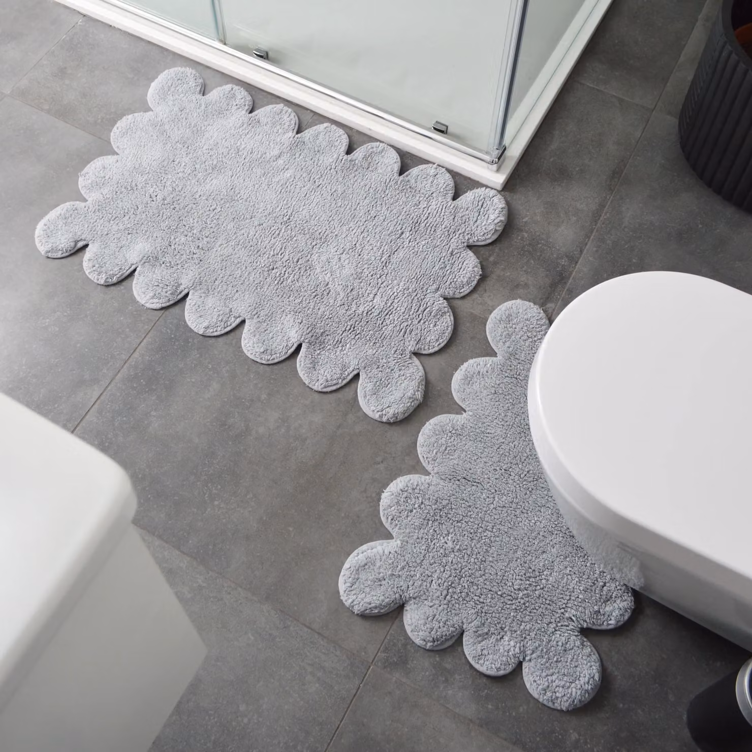 Allure Bath Fashions Two Piece Scallop Bath Mat Set in Grey, 100% Cotton – 4