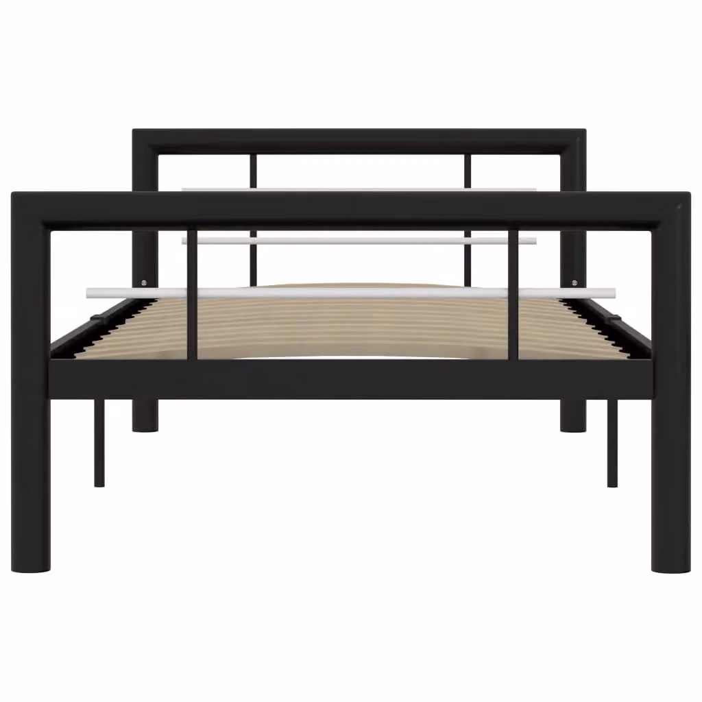 Berkfield Home Classic Metal Bed Frame in Black and White, W: 100 cm, L: 200 cm – 2