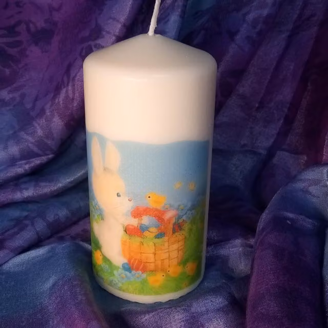 Viki White Easter Pillar Candle for Tabletop