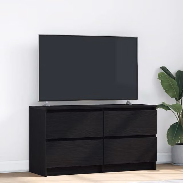Berkfield Home Modern Black Matt TV Cabinet in MDF, W/D/H: 100 x 35 x 54 cm – 1