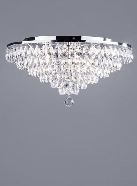 BHS Lighting Elsa Silver Crystal Flush Ceiling Light
