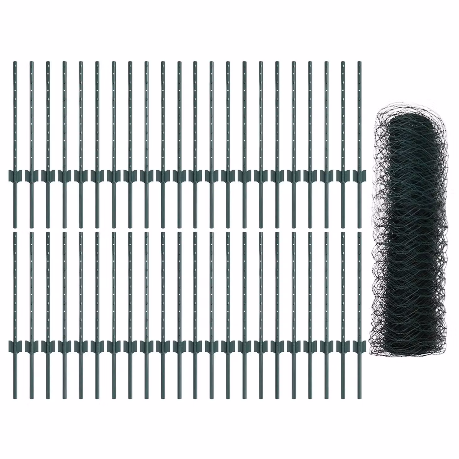 Berkfield Home Green Steel U-Channel Fence Posts (11 pcs) and Hexagon Steel Fence (0.6 x 100 m) – 2