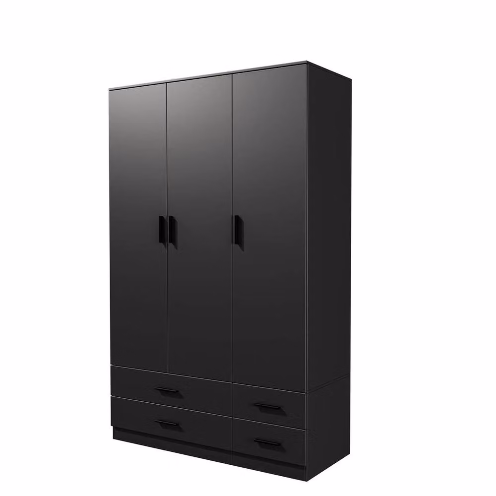 FORGEVIO Modern Black 3 Door 4 Drawer Wardrobe Storage Unit – 3
