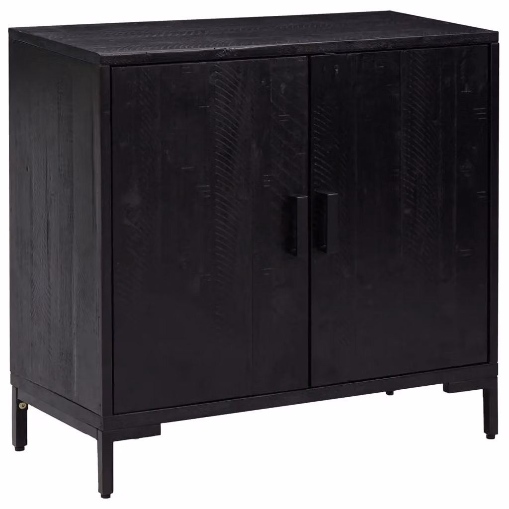 Berkfield Home Black Solid Pinewood Sideboard W/D/H: 75 x 35 x 70 cm – 2