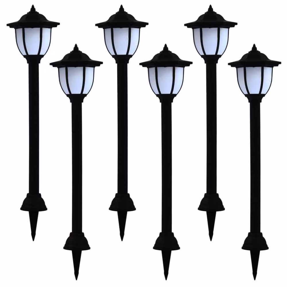 Berkfield Home Set of 6 Black Solar LED Outdoor Garden Path Lanterns – 2