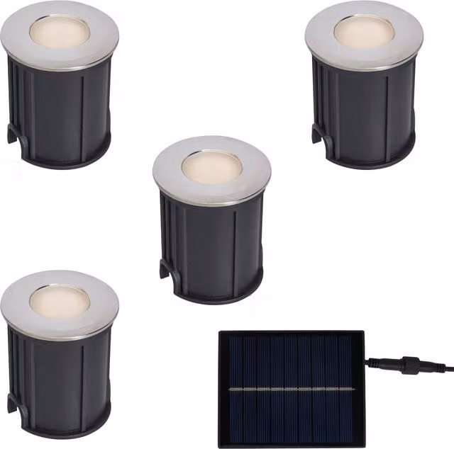 Litecraft Harold Colour Changing Solar Power Deck Light Kit, 4 Pack, Chrome
