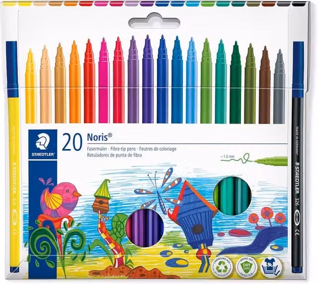 STAEDTLER 326 C20 Fibre-Tip Pens, Multicolour, Pack of 20