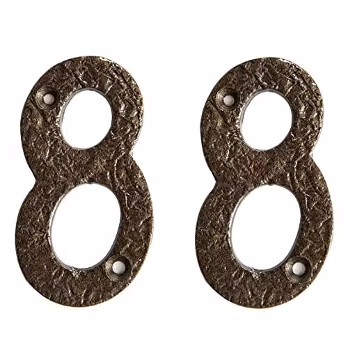 Hammer and Tongs Rustic Metal Number 8 Wall Numeral in Grey, Pack of 2 – 2