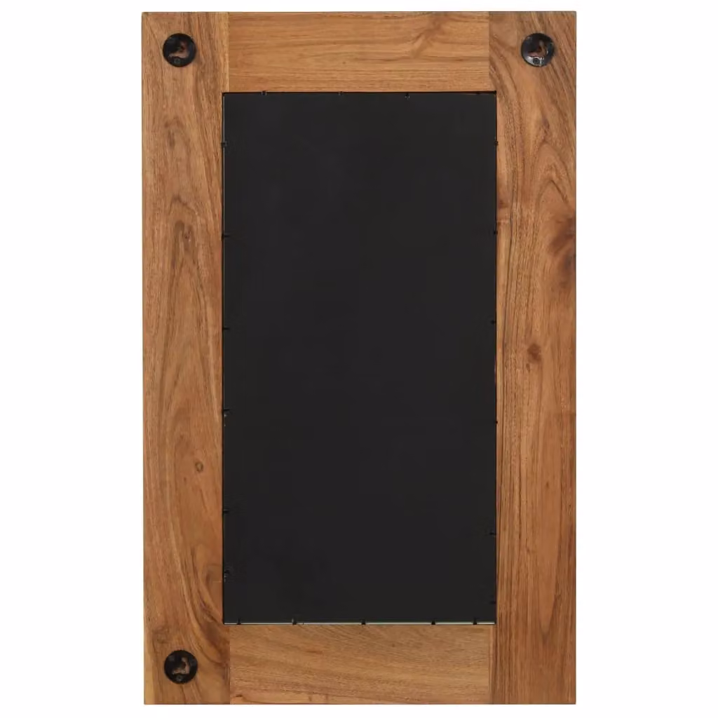 Berkfield Home Rectangular Solid Acacia Wood Wall Mirror in Brown, W: 50 cm, H: 80 cm – 4