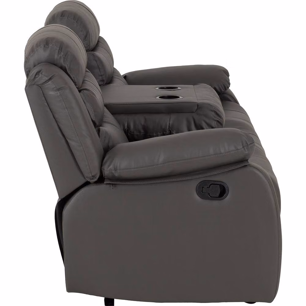 Seconique Roma 3 Seater Recliner Sofa in Grey Faux Leather – 3