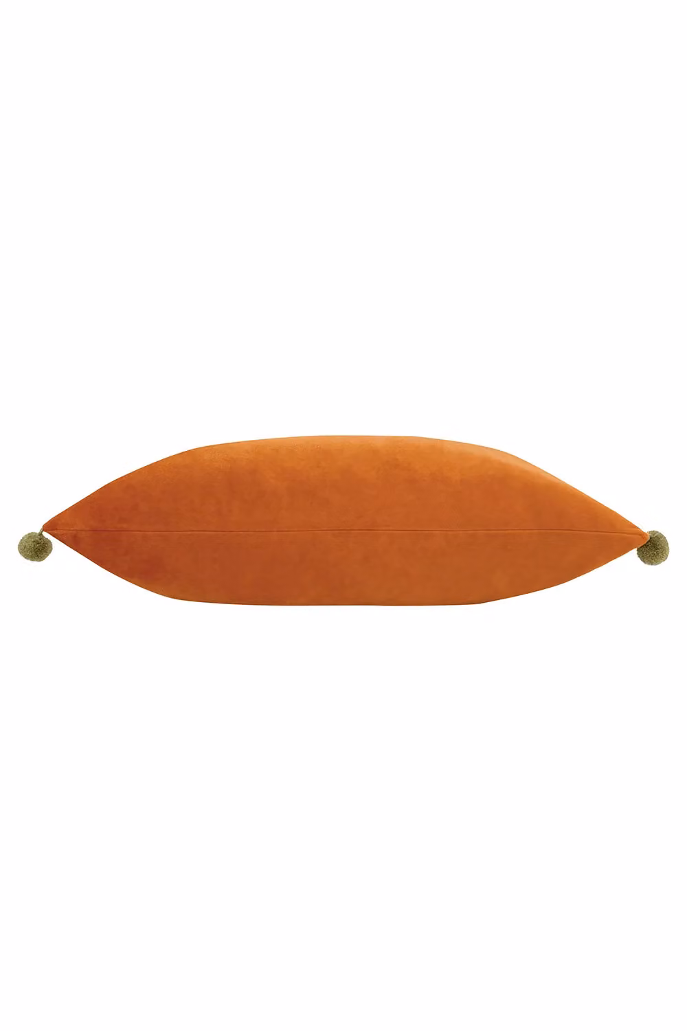 Paoletti Fiesta Rectangular Filled Cushion in Orange and Green with Pompom Edges, Faux Velvet Fabric, W: 50 cm, H: 35 cm – 5