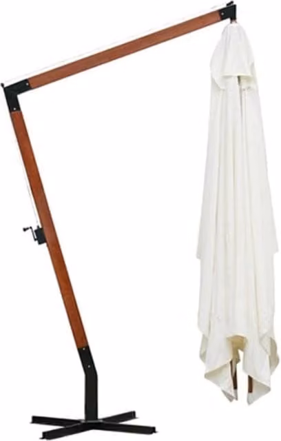 Berkfield Home White Cantilever Parasol with Wood and Polyester Construction, W: 400 cm, D: 300 cm, H: 285 cm