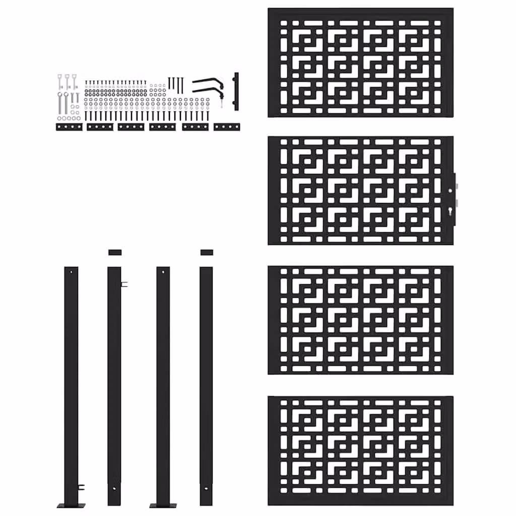 Berkfield Home Black Steel Garden Gate, W: 105 cm, H: 205 cm – 3