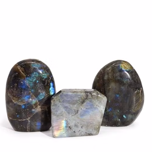 KDMD Madagascar Labradorite Tomb Stone in Black with Blue, Green and Gold Flashes, 50-70mm