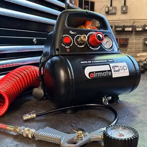 SIP Airmate Portable Oil-Free Direct Drive Air Compressor, Black, 6L, 1.1kW, 8 Bar – 8