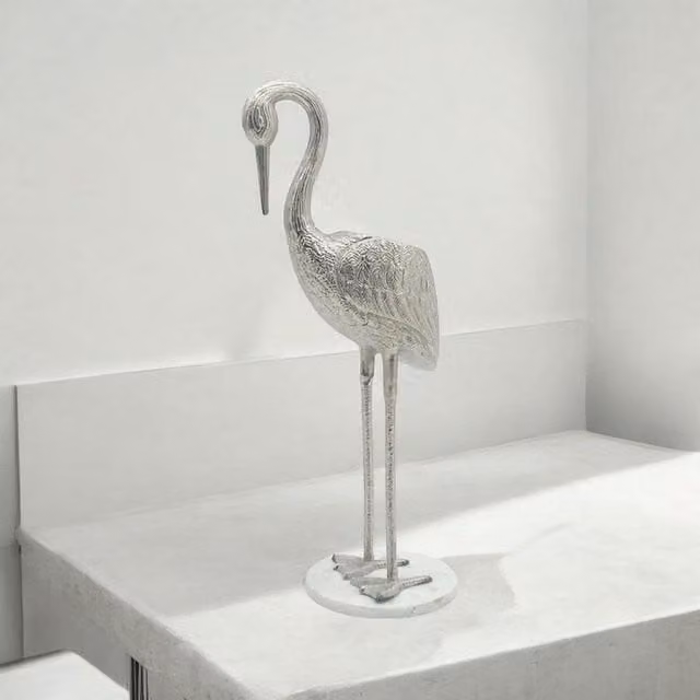 Minster Flamingo Wine Bottle Holder in Silver, W/D/H: 20 x 25 x 65 cm