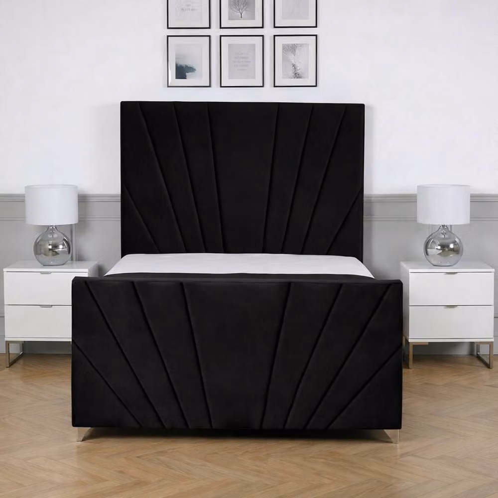Living Comfort Bedz Lumina Black Velvet Upholstered Gas Lift Storage Bed with 48 Inch Headboard, W/D/H: 180 x 200 cm – 2