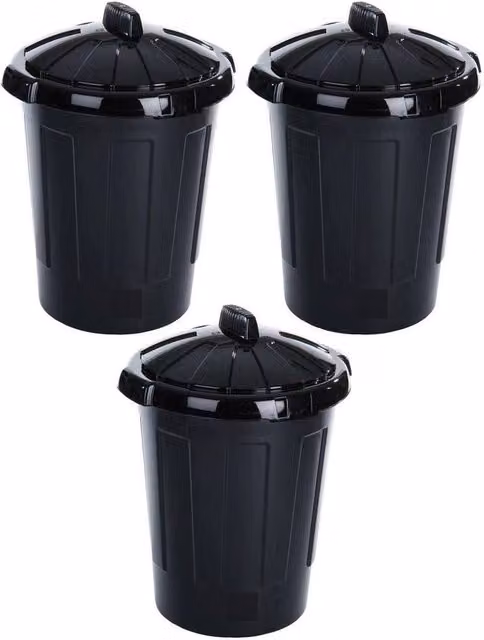 FLAVORA 3-Piece Garden Animal Feed Storage Bins with Lids, Black