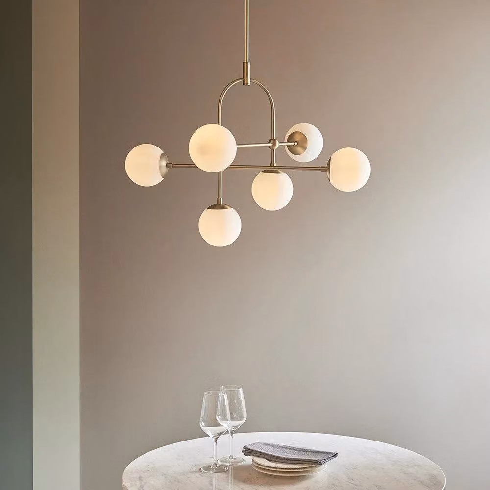 Netlighting COSENZA Dimmable 6 Light Semi Flush Ceiling Pendant in Yellow and Gold/Brass – 2