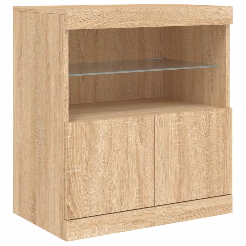 Berkfield Home Sonoma Oak Sideboard with Integrated LED Lights in Light Tan, W: 181.5 cm, D: 37 cm, H: 67 cm – 4