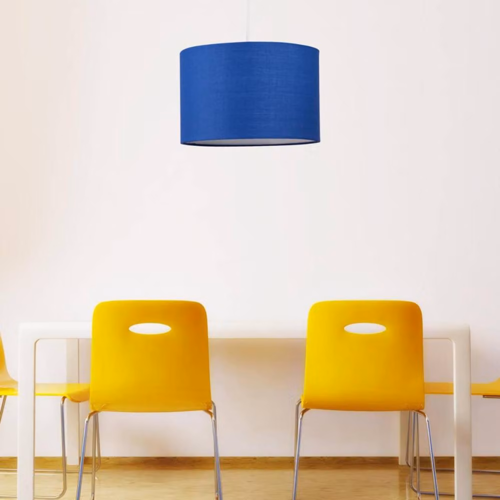First Choice Lighting Blue Fabric Cylinder Ceiling Light Shade, Diameter: 25 cm – 3