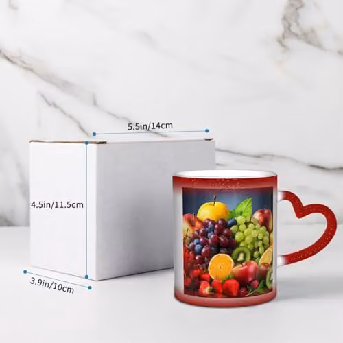 Oudrspo Fruits Coffee Mug, Red Heat Sensitive Colour Changing Ceramic Tea Cup, 355 ml – 3