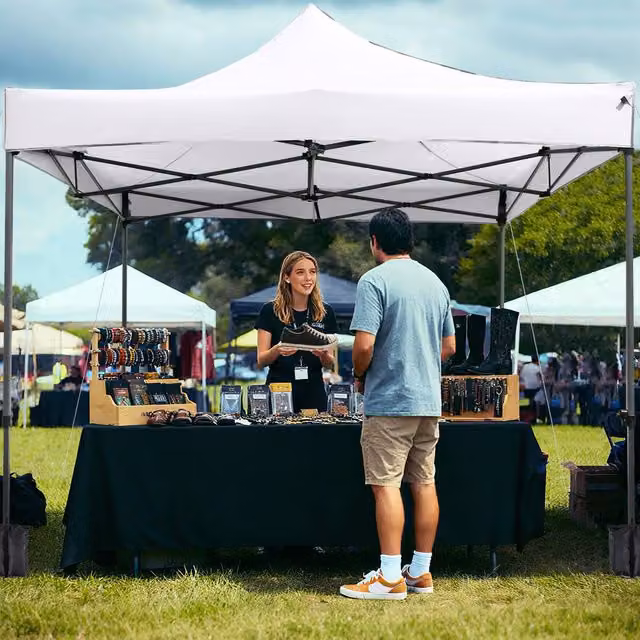 Costway Pop up Canopy Tent Gazebo Shelter in White, W/D/H: 300 x 300 x 300 cm