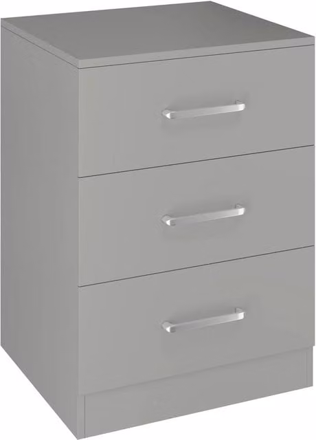 FORGEVIO Modern 3 Drawer Bedside Table in Light Grey