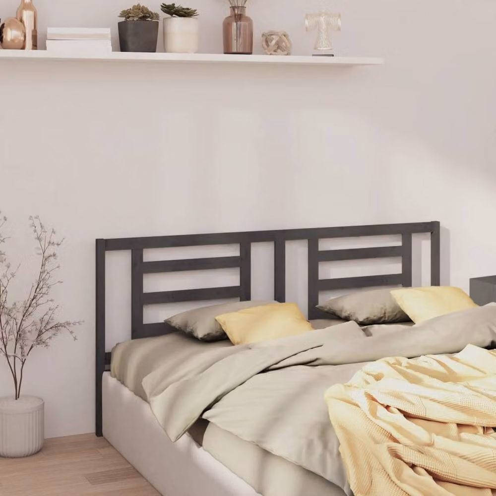 Berkfield Home Beautiful Bed Headboard in Grey Solid Pine Wood, W/D/H: 206 x 4 x 100 cm – 2