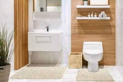 New Edge Blinds Tumble Twist Collection 2-Piece Pure Cotton Bath Mat and WC Pedestal Mat Set in Beige, W: 50 cm x L: 80 cm