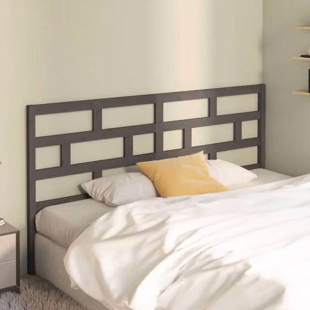 Berkfield Home Beautiful Grey Solid Pine Wood Bed Headboard W: 206 cm, D: 4 cm, H: 100 cm