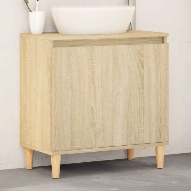 Berkfield Home Sonoma Oak Sink Cabinet, Brown, W: 58 cm, D: 33 cm, H: 60 cm