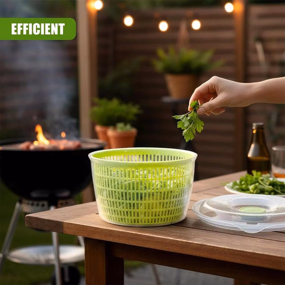 FLAVORA Salad Spinner Vegetable Washer Dryer Colander Bowl, Light Green, Diameter: 24 cm – 3