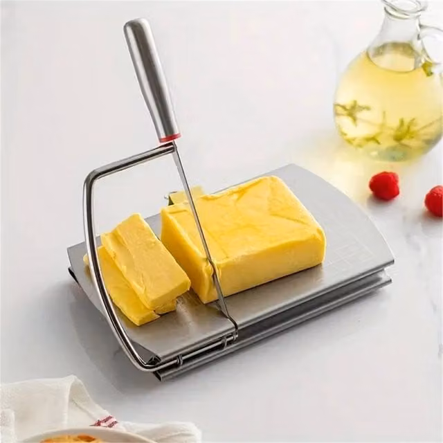 VOGREX Stainless Steel Rectangular Cheese Slicer in Silver