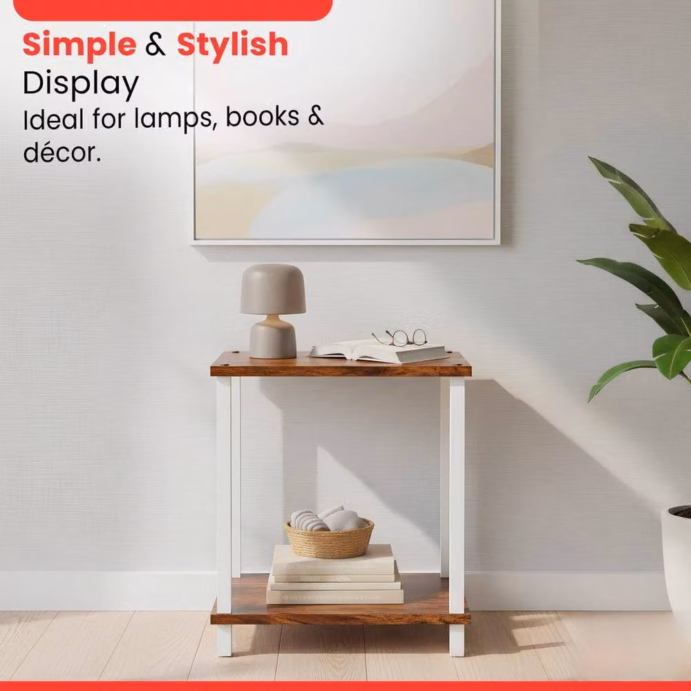 KORVIXA Brown Wood Side Table for Bedroom, Living Room or Hallway, W/D/H: 40 x 30 x 48 cm – 4