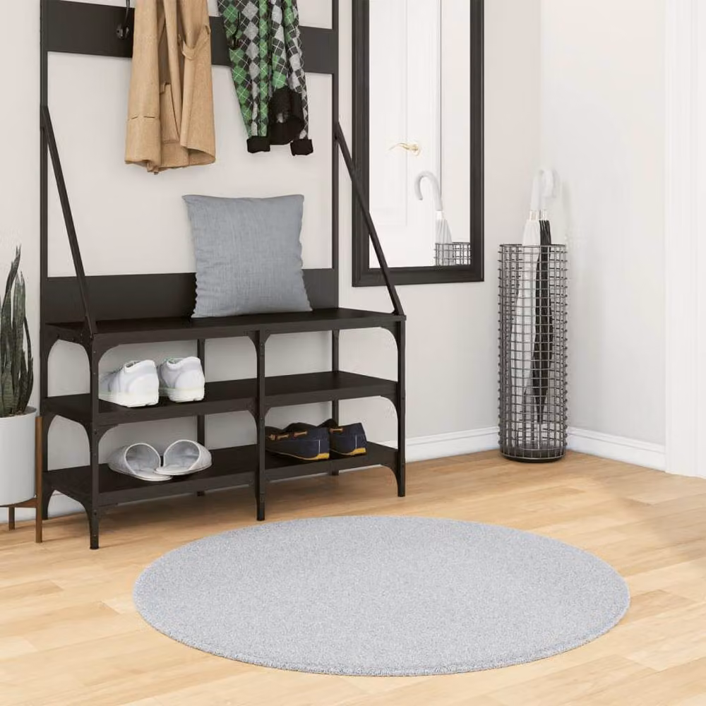 Berkfield Home HUARTE Round Short Pile Washable Grey Rug, Diameter: 100 cm – 2