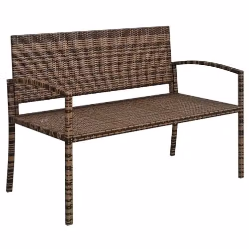 Outsunny 2 Seater Poly Rattan Garden Bench in Brown