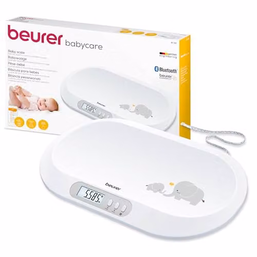 Beurer BY90 White Baby Scale with Bluetooth App Control and Integrated Measuring Tape – 1