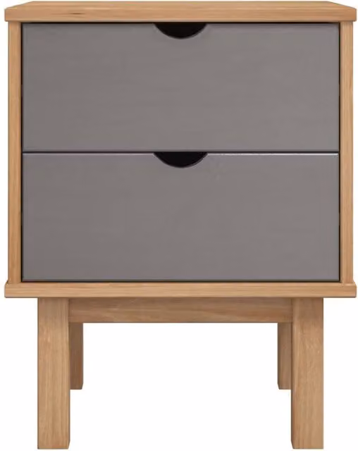 Berkfield Home Beautiful OTTA Bedside Cabinet in Brown and Grey, W/D/H: 46 x 39.5 x 57 cm