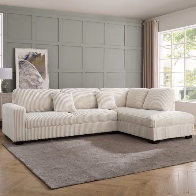Tate Right-Hand Corner Sofa in Cream Teddy Jumbo Cord