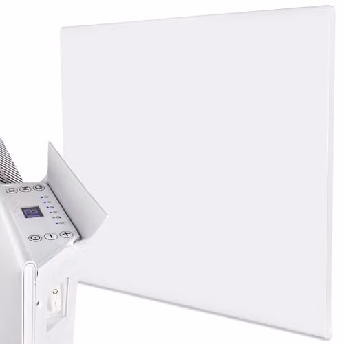MYLEK 1000W White Slimline Wall Mounted Aluminium Electric Panel Heater, W/H: 50 x 42.5 cm – 1