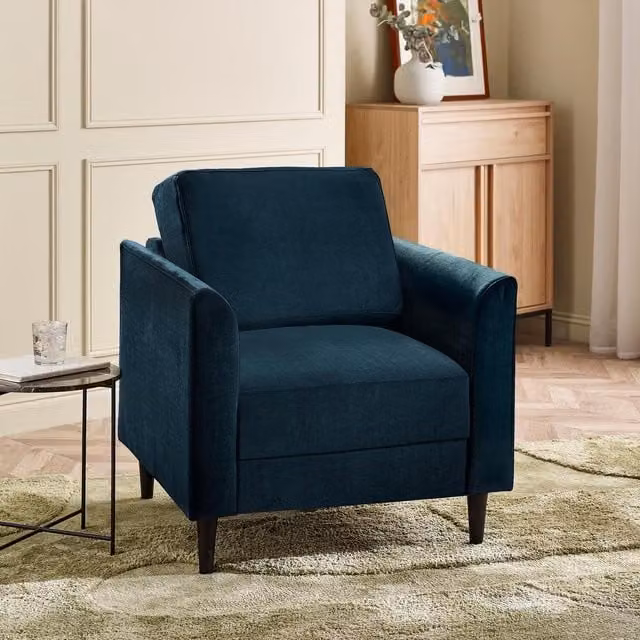 FurnitureboxUK Loga Fabric Armchair in Blue and Green with Armrests and Solid Wood Frame