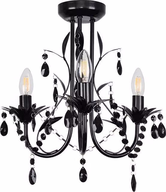 ValueLights Odelia 3 Way Black Droplet Ceiling Light Chandelier in Black