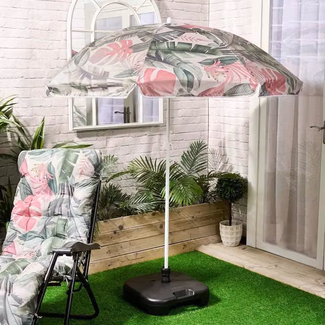 OHS Floral Outdoor Tropical Sun Shade Parasol in Green