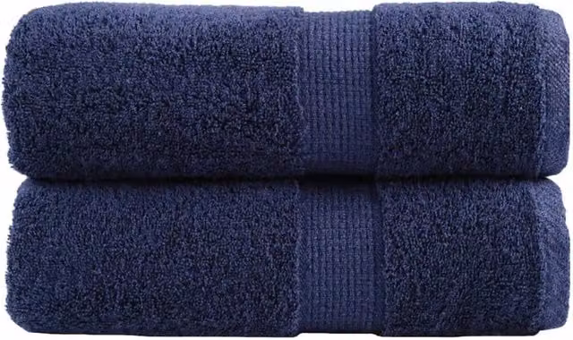 Berkfield Home SOLUND Premium Cotton Terry Guest Towels, 2 Pack, Navy Blue, W: 30 cm, H: 50 cm, 600gsm