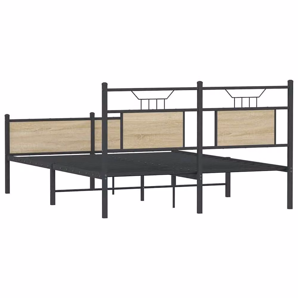 Berkfield Home Sonoma Oak Bed Frame in Brown, W/D/H: 140 x 190 cm – 3