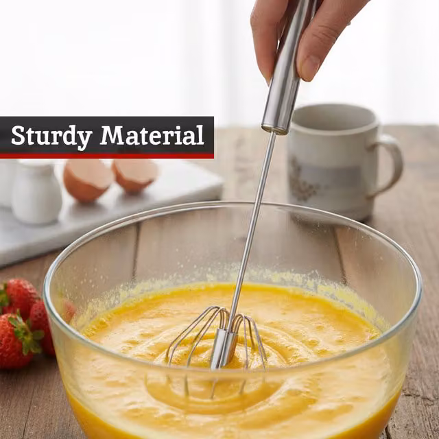 Orsina Durable Press and Spin Stainless Steel Whisk in Silver