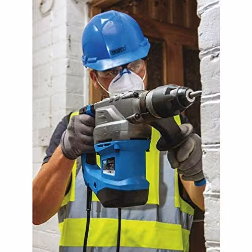 Draper 1500W SDS Plus Rotary Hammer Drill, Blue Mains Corded Electric Concrete Breaker – 2